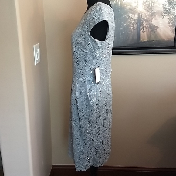 NWT Alex Evenings Dress Dove Gray‎ Silver - Gray Formal Dress - Picture 6 of 16
